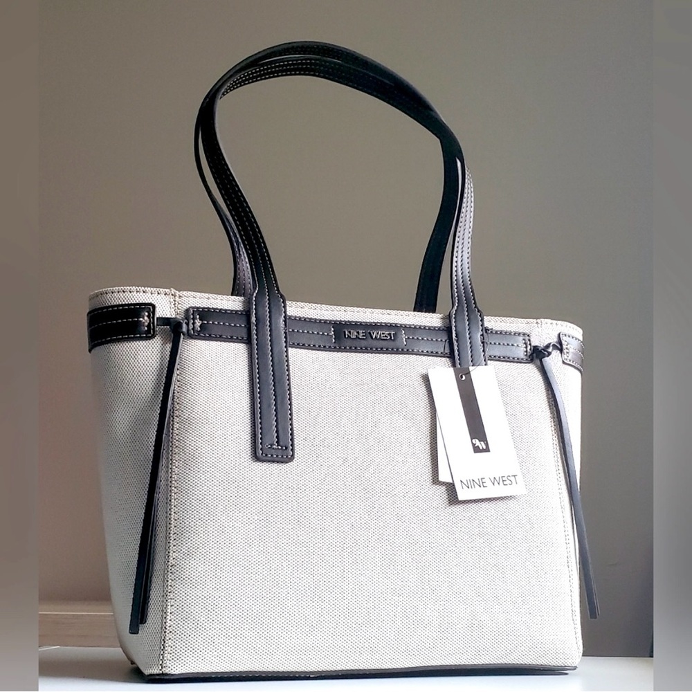 NWOT Nine West Hendrick Tote, Black and Taupe
